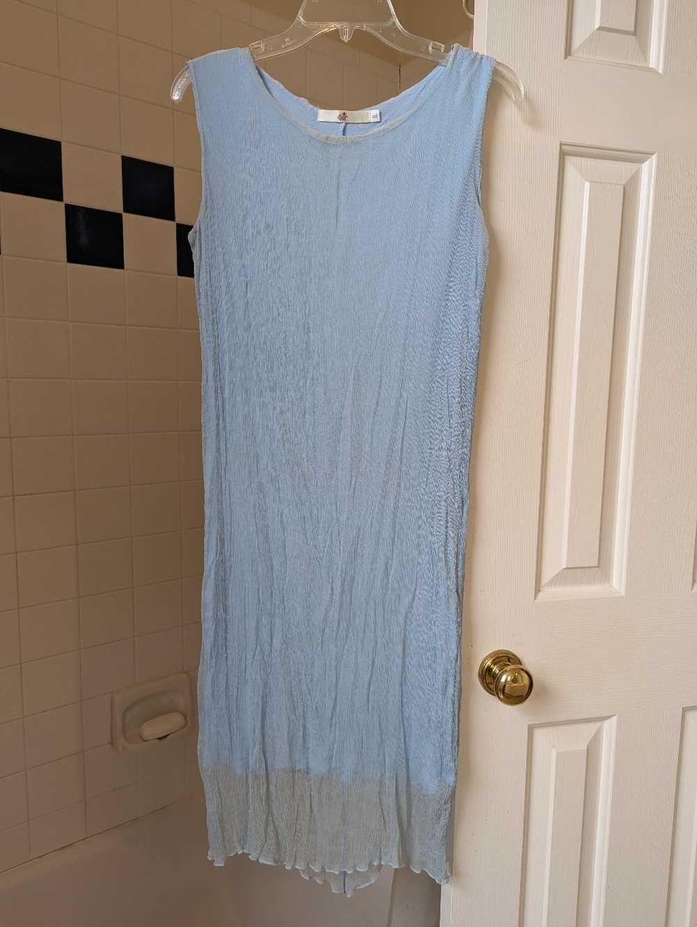Silk blend Light blue sleeveless crinkle dress Size M-L
